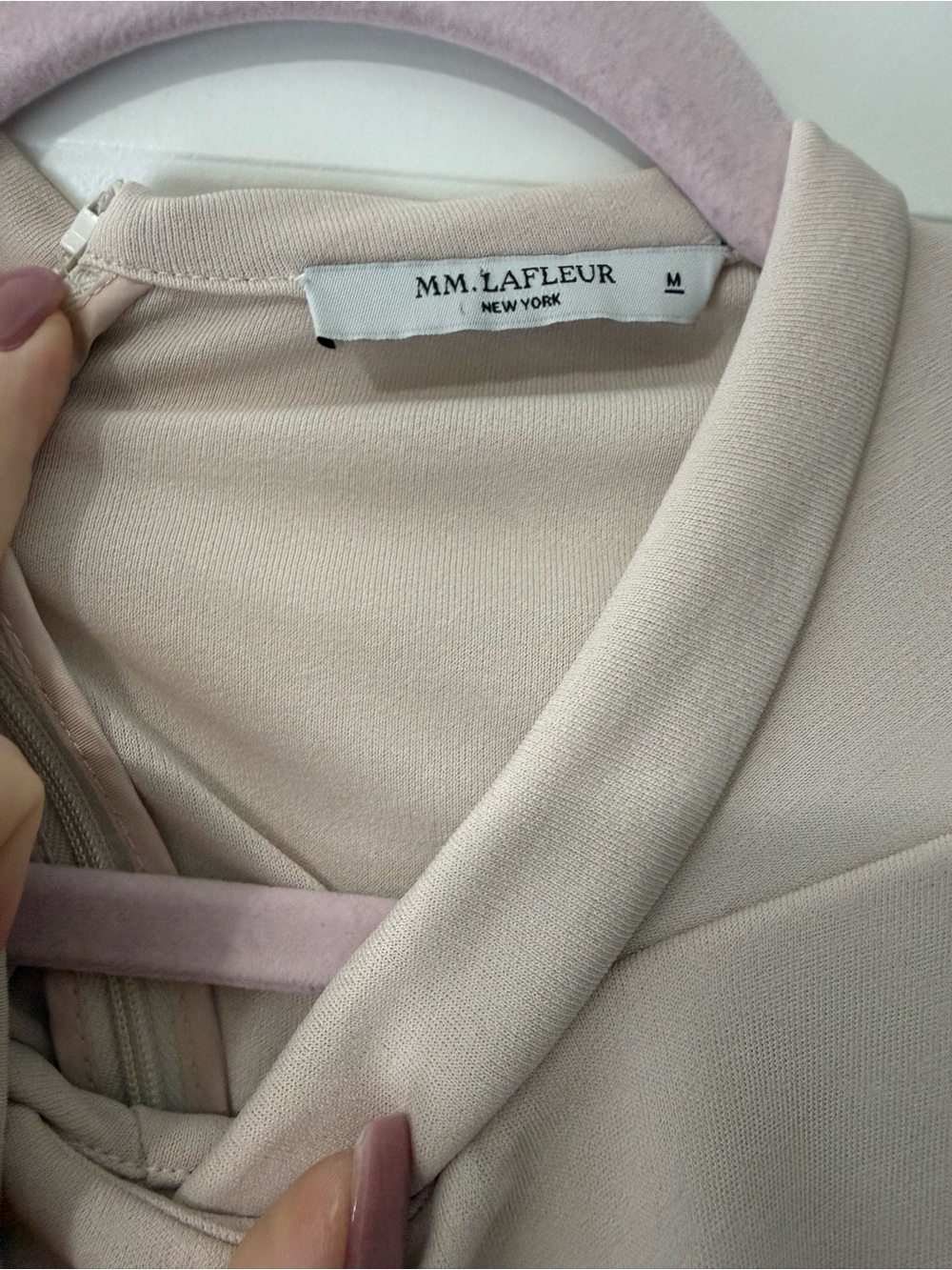 MM.LaFleur Twist Neck Sleeveless Top Beige Cream Draped Knit Blouse top size M - Picture 3 of 7